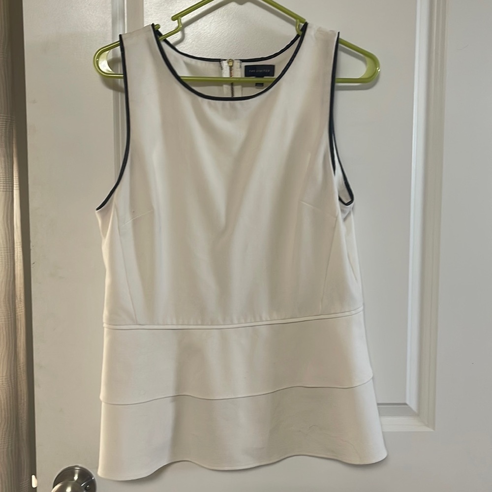 White and black zip back top